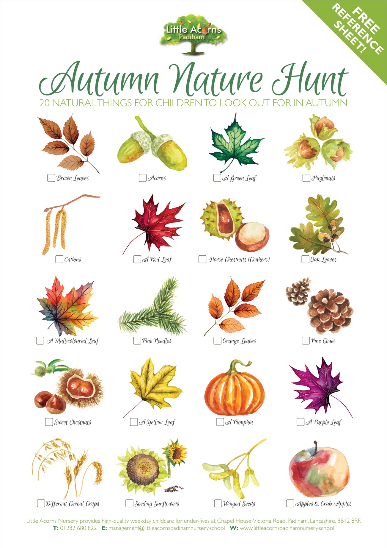 Download this free reference sheet for the autumn-themed nature hunt. (Click to save/download).