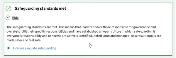 Safeguarding features prominently on the new Ofsted Report Card, directly under the colour-coded section. Safeguarding features prominently on the new Ofsted Report Card, directly under the colour-coded section.