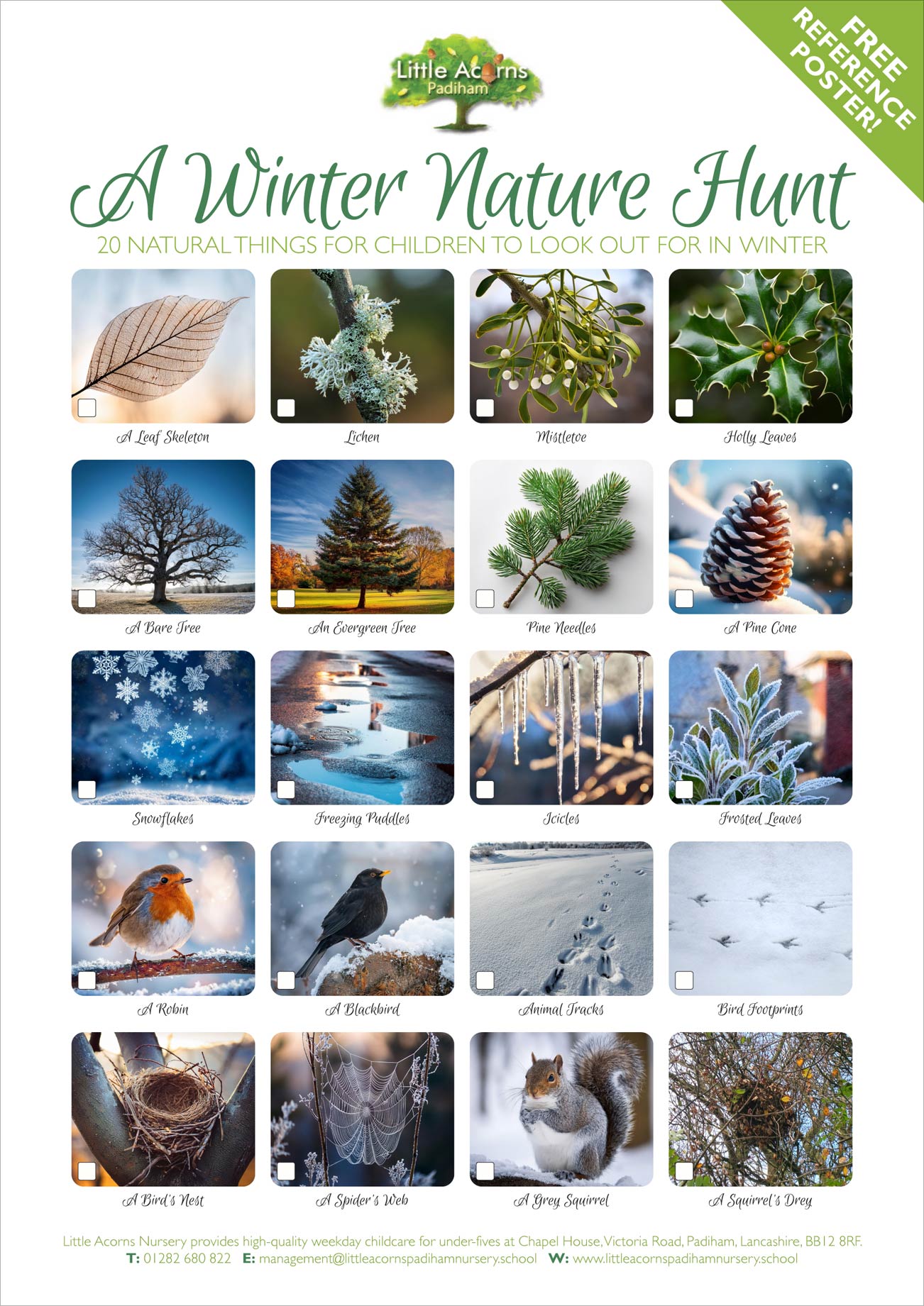 Winter Nature Hunt reference poster preview — click to view or download. Winter Nature Hunt reference poster preview — click to view or download.