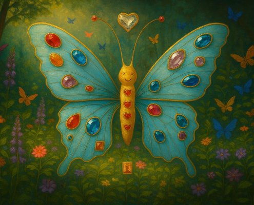 Microsoft Copilot's AI transformation of a child's butterfly art.