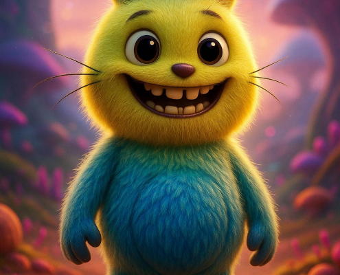 Amazing AI render of a child's alien drawing, generated by ChatGPT.