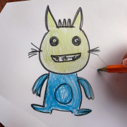 Child's original drawing of an alien creature.